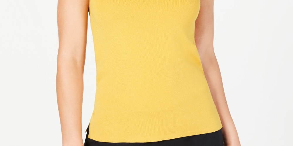 Anne Klein Women's Cotton Blend Knit Tank Top Yellow Size XS