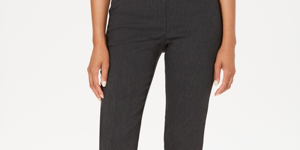 Charter Club Women's Cambridge Skinny Pull-On Tummy-Control Pants Gray Size 8