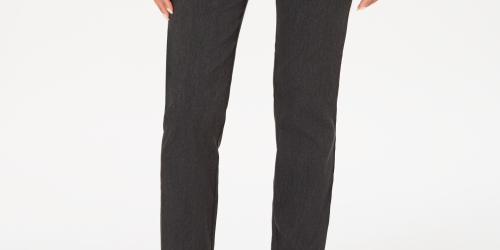 Charter Club Women's Cambridge Skinny Pull-On Tummy-Control Pants Gray Size 8