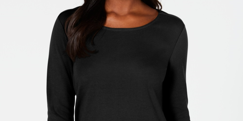 Karen Scott Women's Tulip Hem Top Black Size Medium