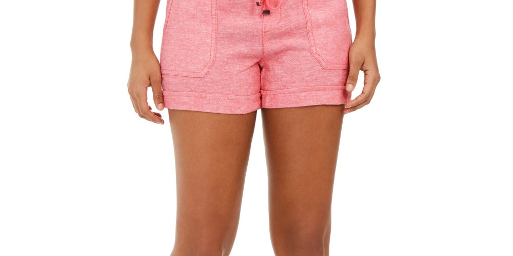 Style & Co Women's Linen Blend Pull On Shorts  Orange Size PS