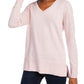 Maison Jules Women's Cotton V Neck Tunic Sweater Pink Size X-Small