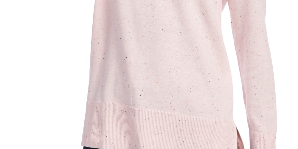 Maison Jules Women's Cotton V Neck Tunic Sweater Pink Size X-Small