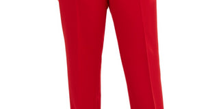 Anne Klein Women's Plus Flat Front Stretch Pants Red Size 14W