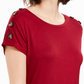 NY Collection Women's Button Sleeve Top Red Size Petite Medium
