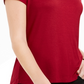 NY Collection Women's Button Sleeve Top Red Size Petite Medium