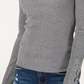 Hooked Up by IOT Juniors' Lace-Up Rib-Knit Sweater Dark Gray Size Medium