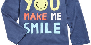 First Impressions Toddler Boy's Smile-Print Cotton T-Shirt  Med Blue Size 3T