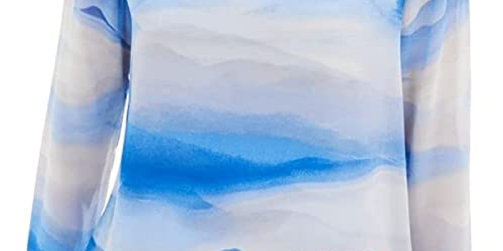 Alfani Women's Striped Scoop Neck Blouse Blue Size X-Large