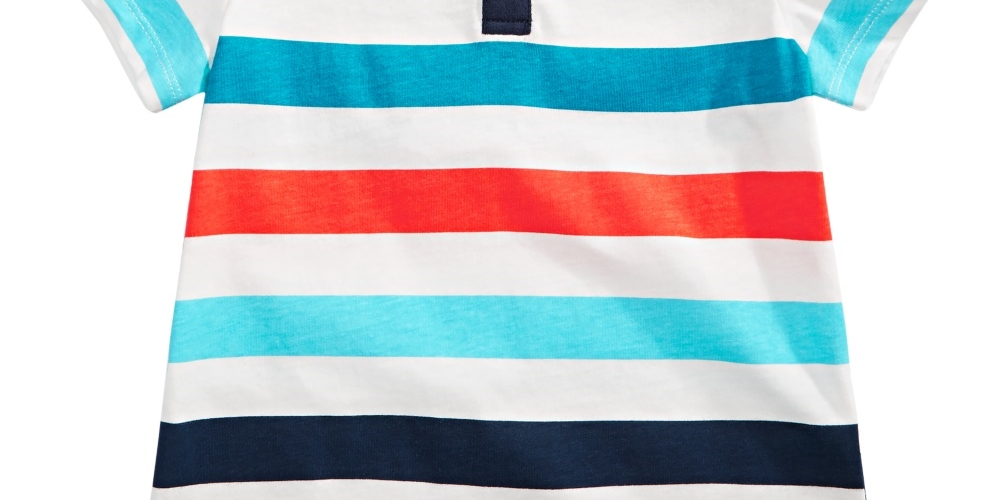 First Impressions Baby Boys Striped Cotton Henley T-Shirt  White Size 3-6MOS