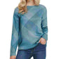 DKNY Women's Printed Boat-Neck Top Charcoal Size Large