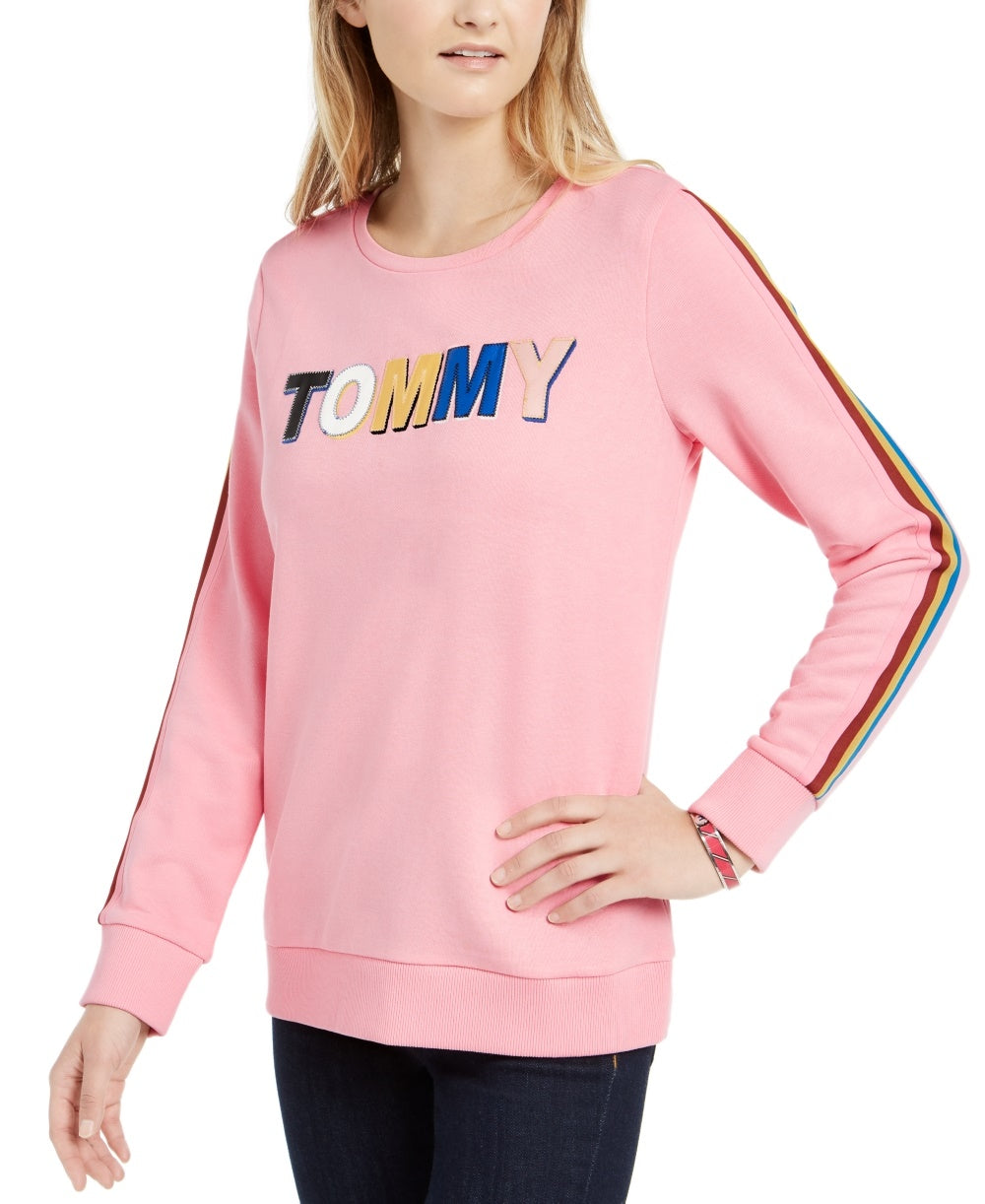 Tommy Hilfiger Women's Multicolor Logo Sweatshirt Pink Size Large