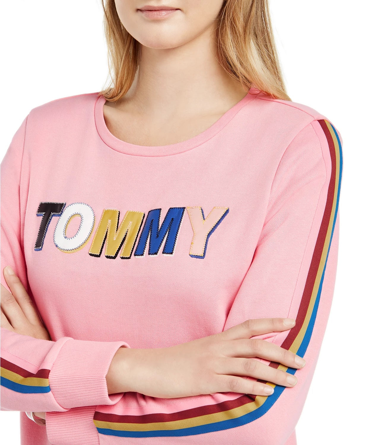 Tommy Hilfiger Women's Multicolor Logo Sweatshirt Pink Size Large