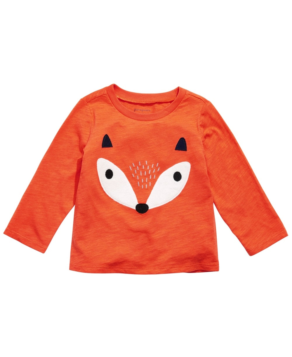First Impressions Boy's Cotton Fox T Shirt Orange Size 6MOS