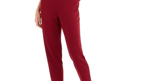 Bar III Women's Belted Crepe Jumpsuit Red Size 0