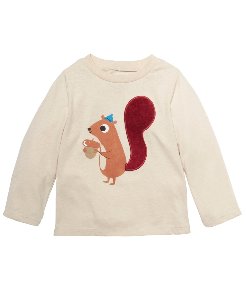 First Impressions Baby Boy's Long Sleeve Squirrel T-Shirt Beige Size 3-6MOS