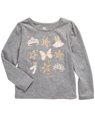 Epic Threads Kid's Little Girls Ballet Crown Long Sleeve T Shirt Gray Size 5
