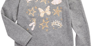Epic Threads Kid's Little Girls Ballet Crown Long Sleeve T Shirt Gray Size 5