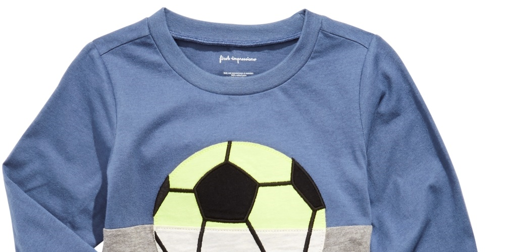 First Impressions Toddler Boys Soccer-Print Colorblocked T-Shirt Med Blue Size 3T REG