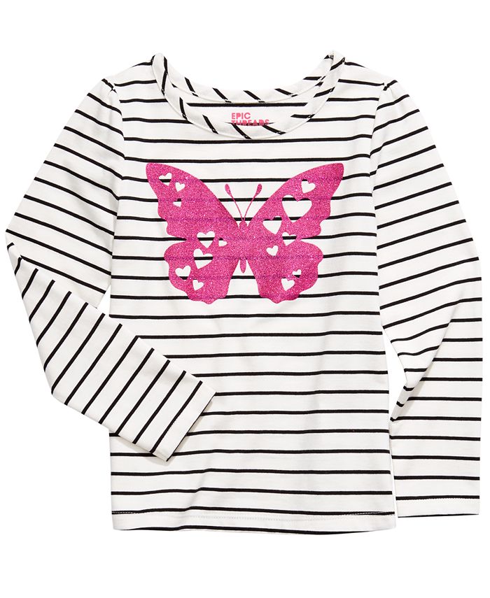 Epic Threads Little Girl's Striped Butterfly T-Shirt White Size 6