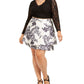 City Studios Women's 2 Pc Glitter Lace & Floral Print Dress Black Size 14W