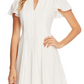 CeCe Women's A Line Dress Split Neck Flutter Sleeve White Size 14