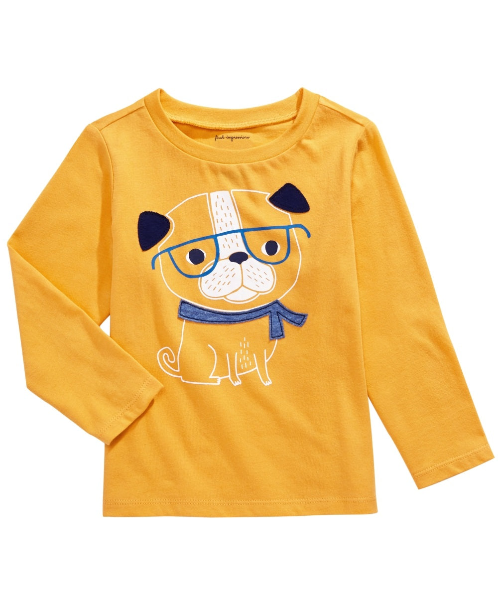 First Impressions Baby Boy's Cotton Smart Dog T-Shirt Gold Size 3-6 Months