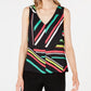 Bar III Women's Sleeveless V Neck Blouse Black Mult Size XS