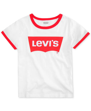 Levi's Kid's Girl's Oversized Batwing Ringer T Shirt White Size 6