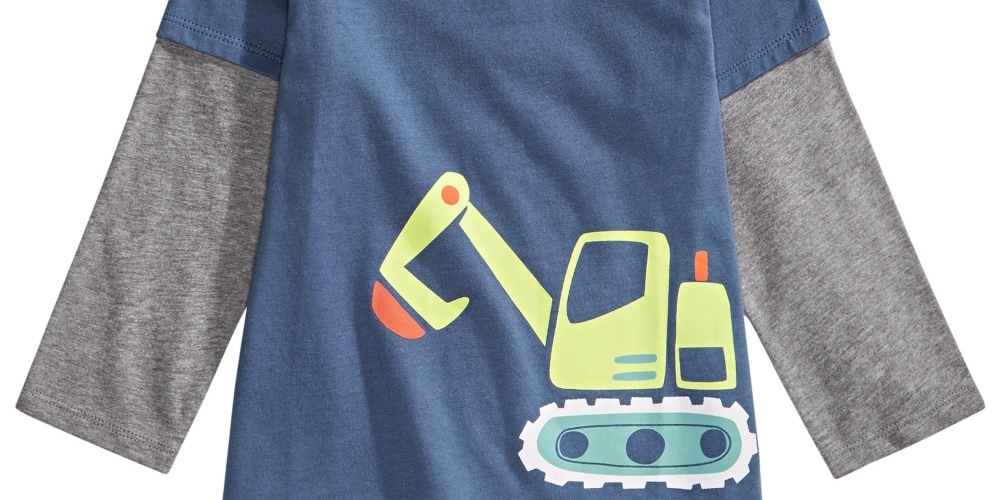 First Impressions Kid's Baby Boys Bulldozer Print Layered Look T Shirt Blue Size 18