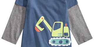 First Impressions Infant Boys Bulldozer Print Layered Look T-Shirt Med Blue Size 3-6MOS