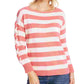 Cece Women's Striped Boatneck Long Sleeve Sweater Red Size X-Large
