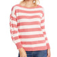 CeCe Women's Boat Neack Ribbed Trim Pullover Sweater pink Size Medium