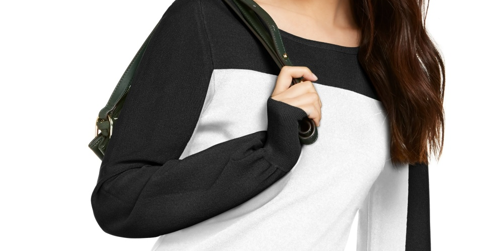 INC International Concepts Women's Colorblocked Sweater Black Size XX Large