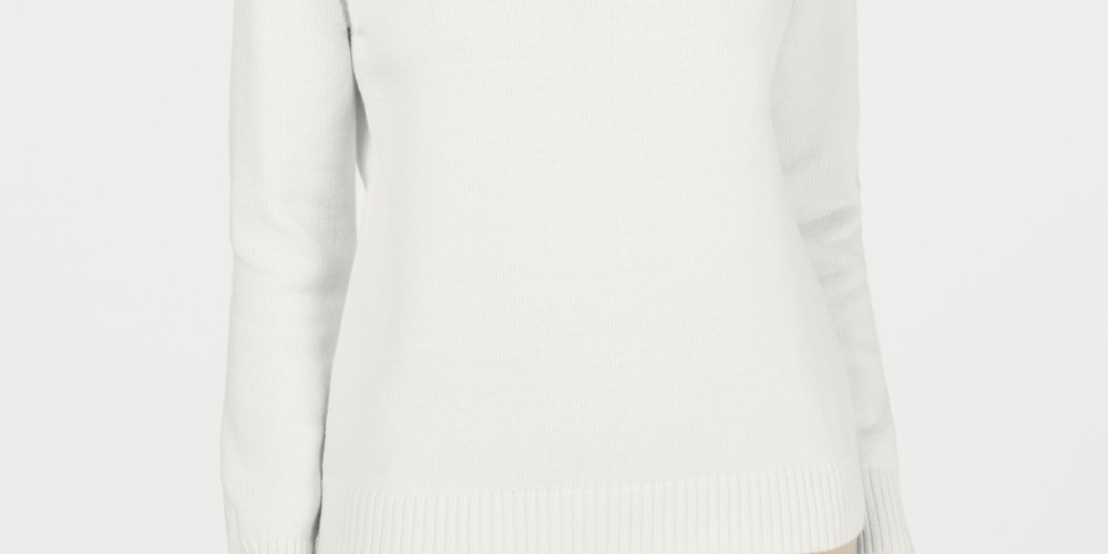 Karen Scott Women's Cotton Zip Neck Sweater White Size XX-Large