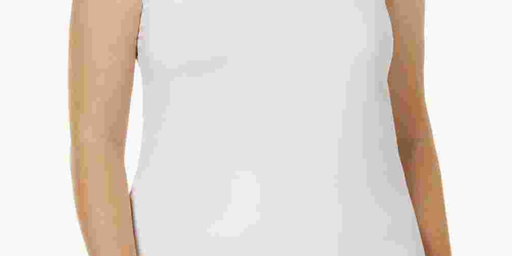 Alfani Women's Plus Size Scoop Neck Basic Tank White Size 1X