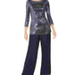 Jessica Howard Women's Sequined 3/4 Sleeve Jewel Neck Party Top Blue Size 14