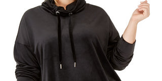 Calvin Klein Performance Women's Plus Cowlneck Drop-Shoulder Pullover Black Size 1X