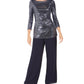 Jessica Howard Women's Sequin Top & Straight-Leg Pants Navy Size 12