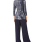 Jessica Howard Women's Sequin Top & Straight-Leg Pants Navy Size 12