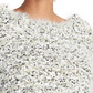 Rachel Roy Women's Glitter Fuzzy Long Sleeve Jewel Neck Sweater White Size X-Small