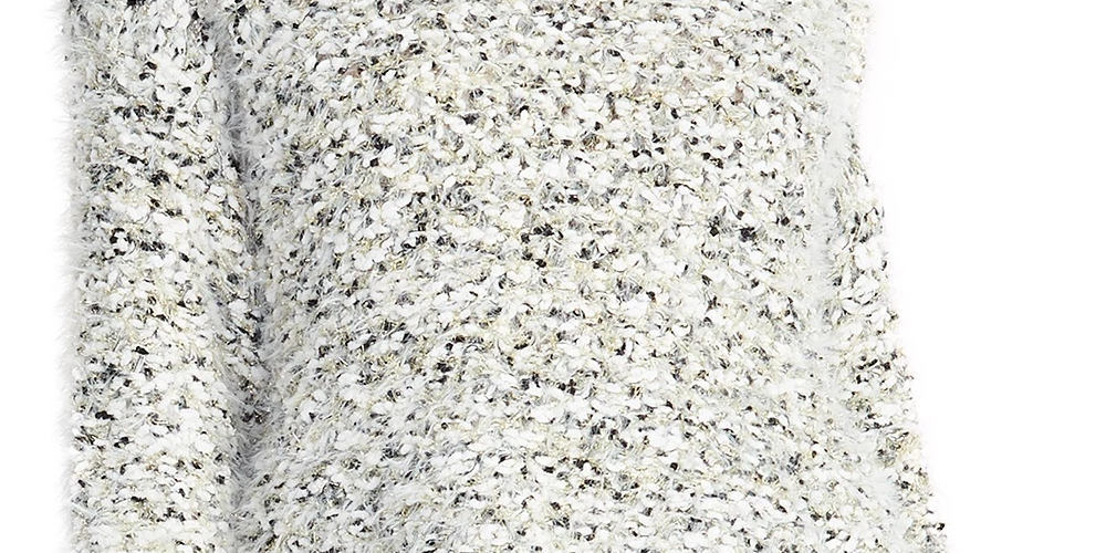 Rachel Roy Women's Glitter Fuzzy Long Sleeve Jewel Neck Sweater White Size X-Small