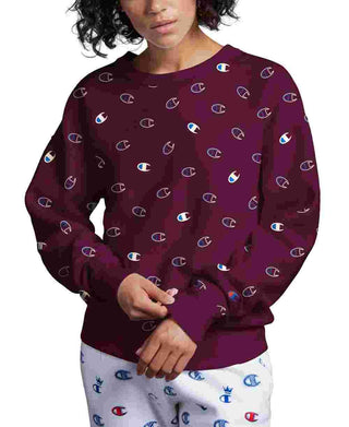 Champion Women's Logo Print Reverse Weave Sweatshirt Purple Size Medium