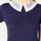 Maison Jules Women's Lace Collar Top Blue Size X-Small