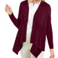 JM Collection Women's Petite Mixed-Ribbed Flyaway Cardigan Dark Purple Size PS