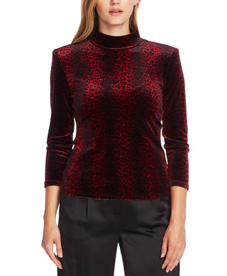 Vince Camuto Women's Moonlit Leopard Print Top Red Size X-Large