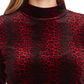 Vince Camuto Women's Moonlit Leopard Print Top Red Size X-Large