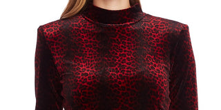 Vince Camuto Women's Moonlit Leopard Print Top Red Size X-Large