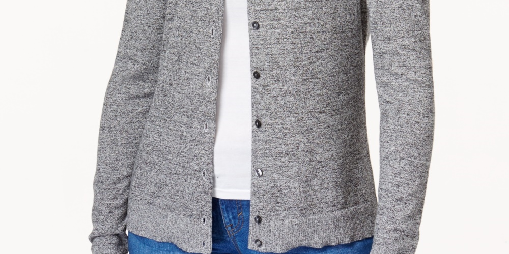 Karen Scott Women's Marled Cardigan Gray Size -PS