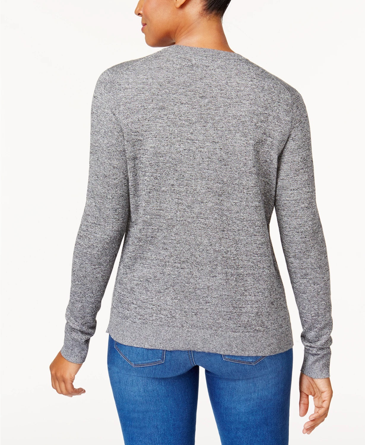 Karen Scott Women's Marled Cardigan White Size PL